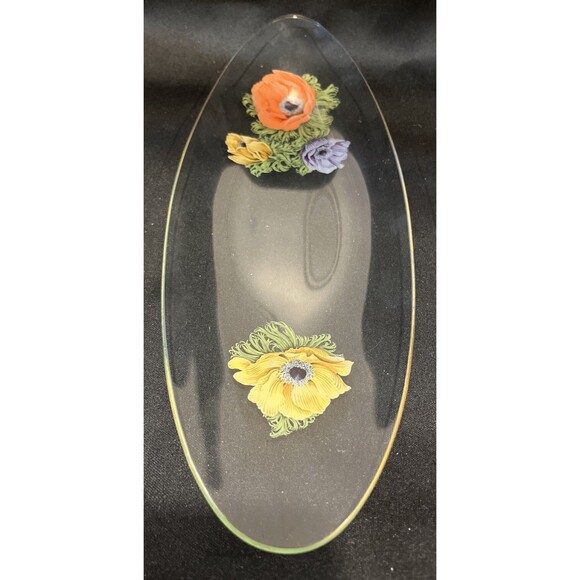 Vintage Chance Glass England 1965 Fiestaware Anemone Pattern Long Oval Dish - Picture 2 of 10